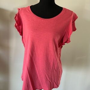 Maurices Coral Short Sleeve Top with Ruffle Detail
